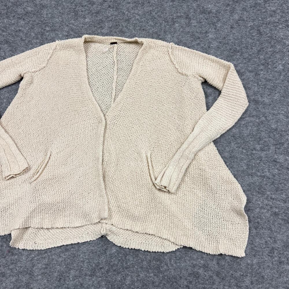 Free People Cardigan Sweater Womens S White Open Knit Lightweight Pockets Preppy - Picture 12 of 16
